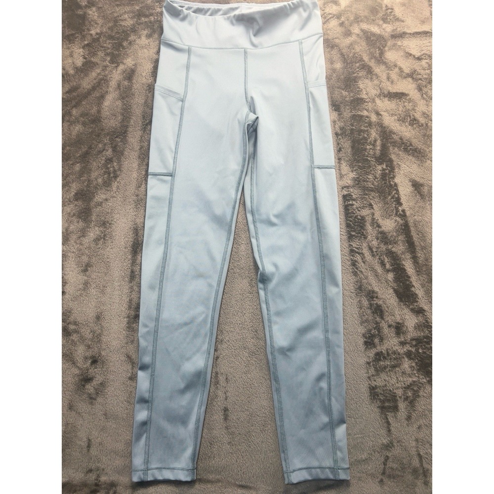 Aéropostale Women's Medium Yoga Blue High‎ Rise Athletic Leggings Side Pockets